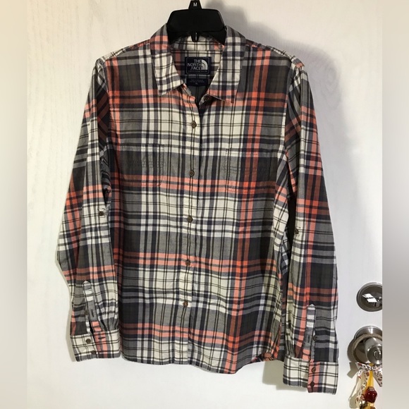 The North Face Tops - The Northface shirt size XL multicolor plaid flannel with roll tab sleeves